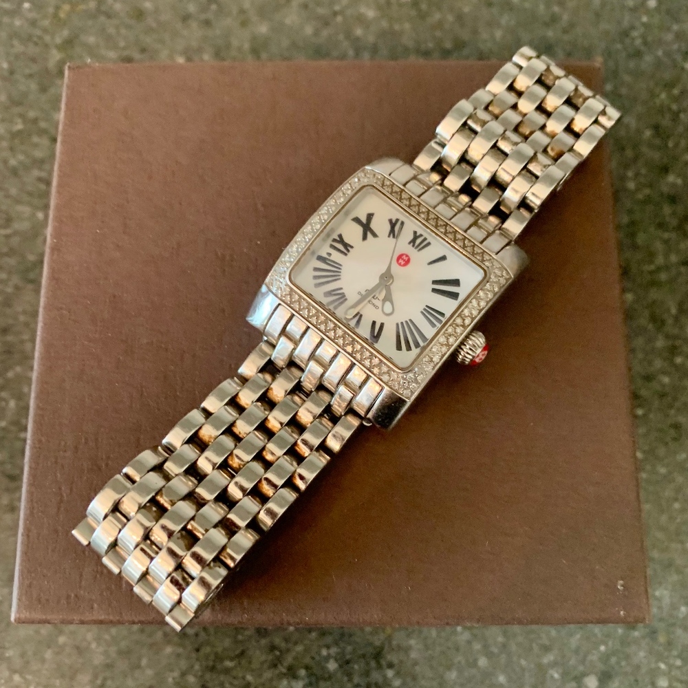 Michele watch stainless steel with diamonds